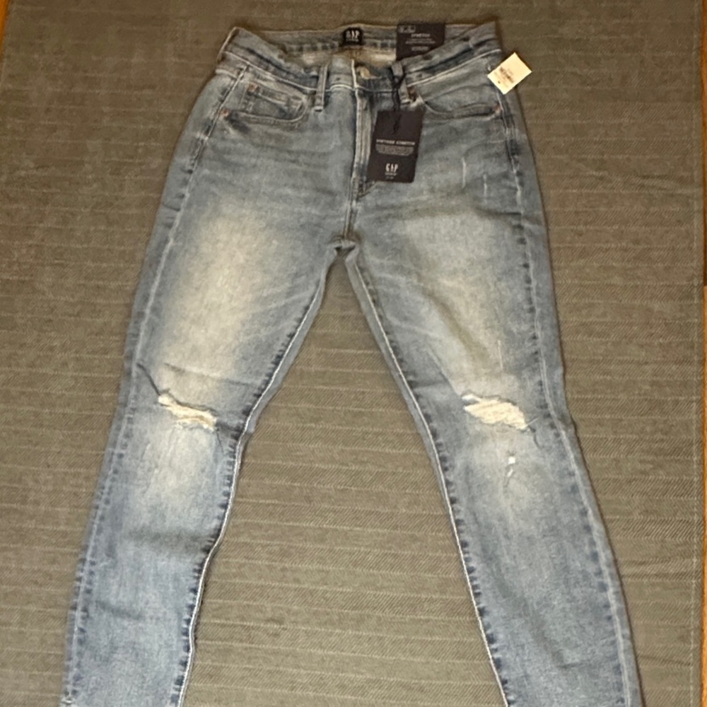 GAP Women's Distressed Light Blue Skinny Jeans